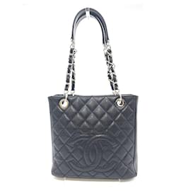 Chanel-Chanel Caviar Skin Chain Tote Bag-Black