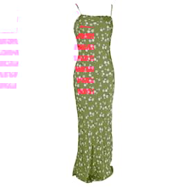 Autre Marque-Rotate Birger Christensen Floral-Print Satin Maxi Dress in Red Viscose-Other,Python print