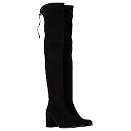 Stuart Weitzman- Stuart Weitzman Flareland Knee-High Boots in Black Suede-Black