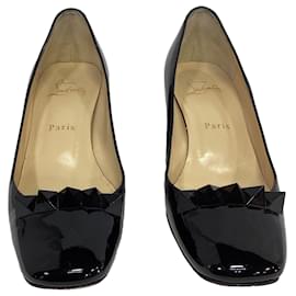 Christian Louboutin- Christian Louboutin Pyramidame Pumps in Black Leather-Black