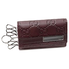 Gucci-Gucci 6 Key Case Dark Brown Calf Leather 237509-Brown