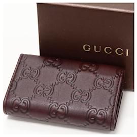 Gucci-Gucci 6 Key Case Dark Brown Calf Leather 237509-Brown