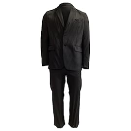 Valentino Garavani-Valentino Garavani Pleated Suit in Black Polyester-Black