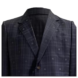 Gucci-Gucci Bee Printed Suit in Navy Blue Wool-Blue,Navy blue