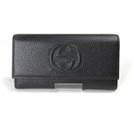 Gucci-Carteira longa de couro Gucci com bolso para moedas 598206-Preto