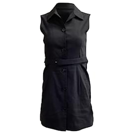 Theory-Theory Mini Dress in Black Linen-Black