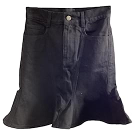 Marc Jacobs-Marc Jacobs Fluted Denim Mini Skirt in Black Cotton-Black