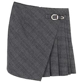 Maje- Maje Plaid Pleated Mini Skirt in Grey Wool-Grey