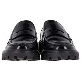 Tod's- Tod's Chunky Penny Loafers in Black Leather-Black