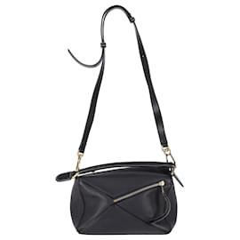 Loewe-Loewe Puzzle Small Bag in Black Calfskin Leather-Black