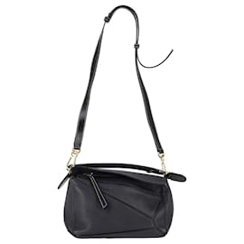 Loewe-Loewe Puzzle Small Bag in Black Calfskin Leather-Black
