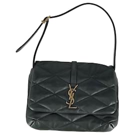 Saint Laurent-Saint Laurent Le 57 Flap YSL Shoulder Bag in Green Quilted Leather-Green