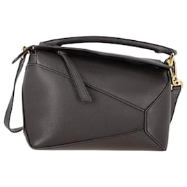 Loewe- Loewe Large Puzzle Top Handle Bag in Black Calfskin Leather-Black
