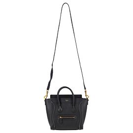 Céline  Celine Nano Luggage Handbag in Black Calf Leather Black