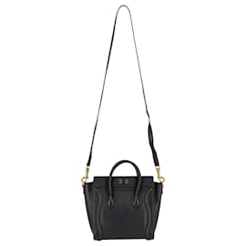 Céline- Celine Nano Luggage Handbag in Black Calf Leather-Black