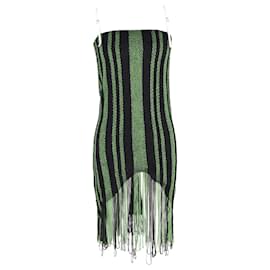 JW Anderson-Jw Anderson Knitted Midi Dress in Green and Black Polyamide-Green