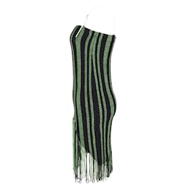 JW Anderson-Jw Anderson Knitted Midi Dress in Green and Black Polyamide-Green