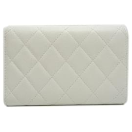 Chanel-Chanel Tri-fold Wallet in White Grained Calfskin-White