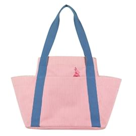 Hermès-Hermes Passpass Stripe Canvas Rabbit Mother's Bag Tote-Pink,Blue
