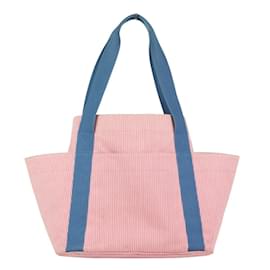 Hermès-Hermes Passpass Stripe Canvas Rabbit Mother's Bag Tote-Pink,Blue