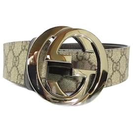 Gucci-Cinto de couro com padrão GG entrelaçado da Gucci-Outro