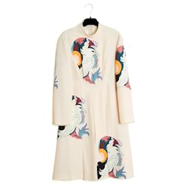 Miu Miu-Miu Miu 2011 Dress FR38 Woman Bird Print Crepe Dress UK10 US8-Multiple colors
