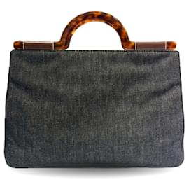 Chanel-Chanel Coco Mark Handbag in Navy Denim-Navy blue