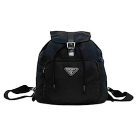 Prada-Prada Black Nylon and Leather Backpack-Black
