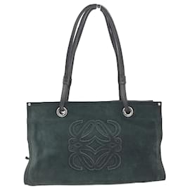 Loewe-Loewe Anagram Suede Tote Bag-Green,Khaki
