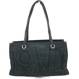 Loewe-Loewe Anagram Suede Tote Bag-Green,Khaki