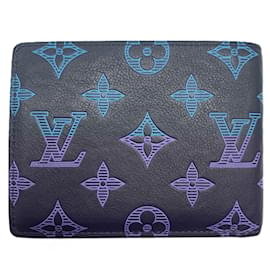 Louis Vuitton-Louis Vuitton Bi-fold Wallet in Monogram Shadow-Blue,Navy blue