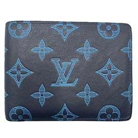 Louis Vuitton-Louis Vuitton Bi-fold Wallet in Monogram Shadow-Blue,Navy blue