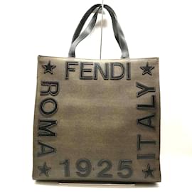 Fendi-Fendi 1925 Roma Italy Brown Faux Leather Tote Bag-Brown