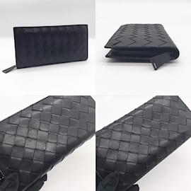 Bottega Veneta-Bottega Veneta Intrecciato Long Wallet-Black