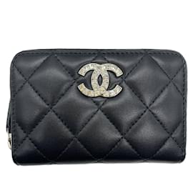 Chanel-Chanel Matelasse Long Wallet in Black Lambskin-Black