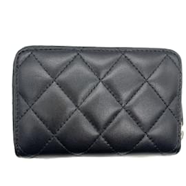 Chanel-Chanel Matelasse Long Wallet in Black Lambskin-Black