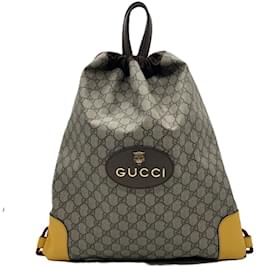 Gucci-Gucci Beige GG Supreme Tiger Leather Backpack-Beige