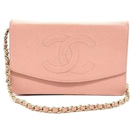 Chanel-Chanel Pink Chain/Shoulder Wallet-Pink