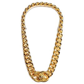 Collar Chanel 1995 CC Turnlock Maxi Cadena Dorada Dorado