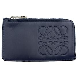 Loewe-Loewe Navy Leather Coin Purse-Navy blue