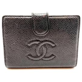 Chanel-Chanel Bi-fold Wallet in Black Grained Calfskin-Black