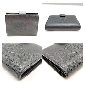 Chanel-Chanel Bi-fold Wallet in Black Grained Calfskin-Black