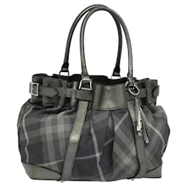 Burberry-BURBERRY Tote Bag Canvas Black Silver Auth am8188-Black,Silvery
