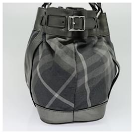 Burberry-BURBERRY Tote Bag Canvas Black Silver Auth am8188-Black,Silvery