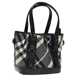 Burberry-BURBERRY Nova Check Tote Bag Nylon Black Auth am8192-Black