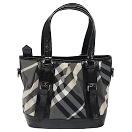 Burberry-BURBERRY Nova Check Tote Bag Nylon Black Auth am8192-Black