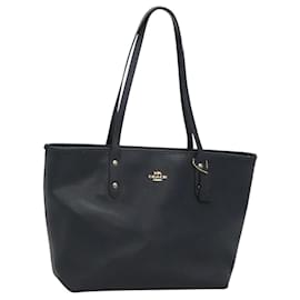 Coach-Coach Tote Bag Leather Navy Auth kk490-Navy blue
