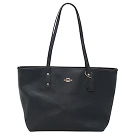 Coach-Coach Tote Bag Leather Navy Auth kk490-Navy blue