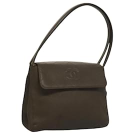Chanel-CHANEL COCO Mark Matelasse Shoulder Bag Caviar Skin Brown CC Auth 119790-Brown