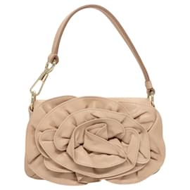 Saint Laurent-SAINT LAURENT Accessory Pouch Leather Beige Gold Auth 121746-Beige,Golden